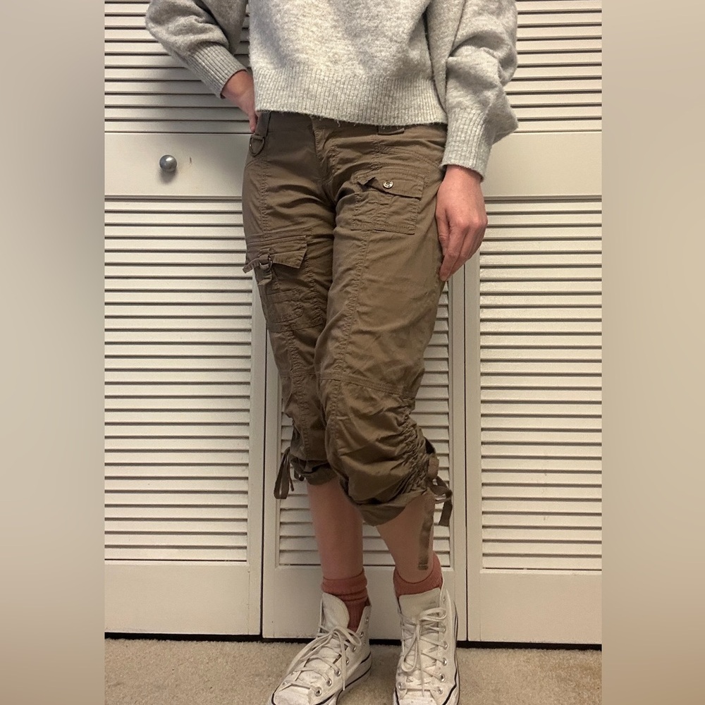 Guess Y2K Brown Low-Rise Adjustable Capri Cargo Pant